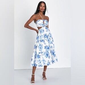 NWT Lulu’s Floral Halter Midi Dress